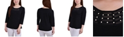 NY Collection Petite 3/4 Sleeve Crepe Knit Top